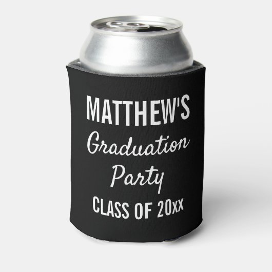 Graduation Party for Modern Typography Black Blikjeskoeler (Blikje Achterkant)