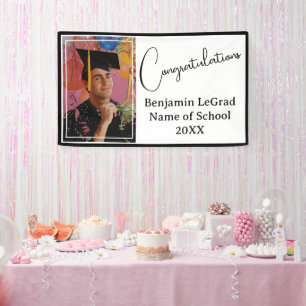 Graduation Party Foto Gepersonaliseerd Zwart & Wit Spandoek