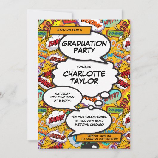 Graduation Party Fun Comic Book Class of 2022 Kaart (Voorkant)