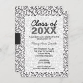 Graduation Party Funky Swirls Black Kaart (Voorkant / Achterkant)