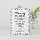 Graduation Party Funky Swirls Black Kaart (Staand voorkant)