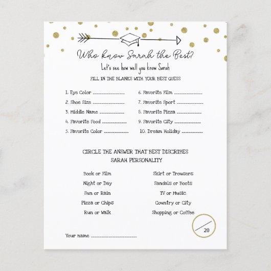 Graduation Party Game, Ken het Afstuderen Spel, Flyer (Voorkant)