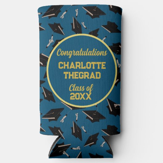 Graduation Party Gefeliciteerd Blue en Gold (Voorkant)