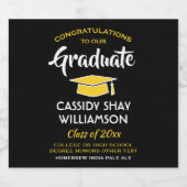 Graduation Party - Gefeliciteerd Modern Black Gold Bier Etiket (Enkel label)