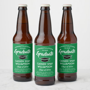 Graduation Party - Gefeliciteerd Modern Green Whit Bier Etiket