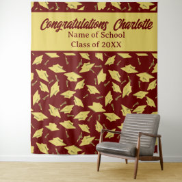 Graduation Party gepersonaliseerde foto op Maroon Wandkleed