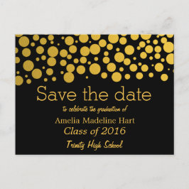 Graduation Party Gold Foil Confetti Bewaar de datu Aankondigingskaart