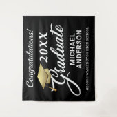 Graduation Party Gold Pet Custom Achtergrond Wandkleed (Voorkant)