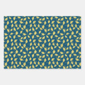 Graduation Party Gouden Petten op Blue Gift Wrap Inpakpapier Vel (Voorkant)