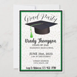 Graduation Party-Green Black School Colors-2 Foto Kaart