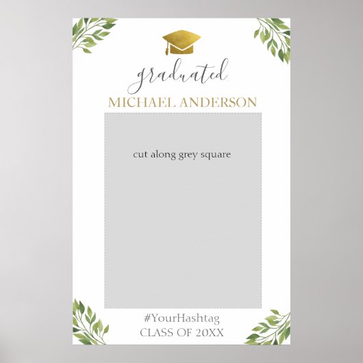 Graduation Party greenery Photo Booth Lijst Poster (Voorkant)