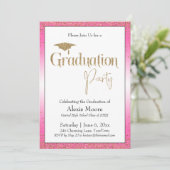 Graduation Party Helder Roze Ombre Goud Confetti Kaart (Staand voorkant)