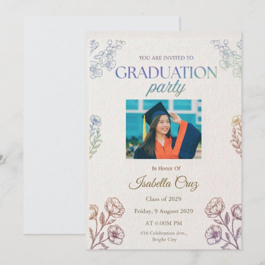 Graduation Party Invitation (Devant / Derrière)