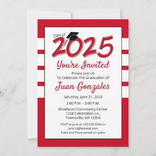 Graduation Party Invitation année 2023 rouge