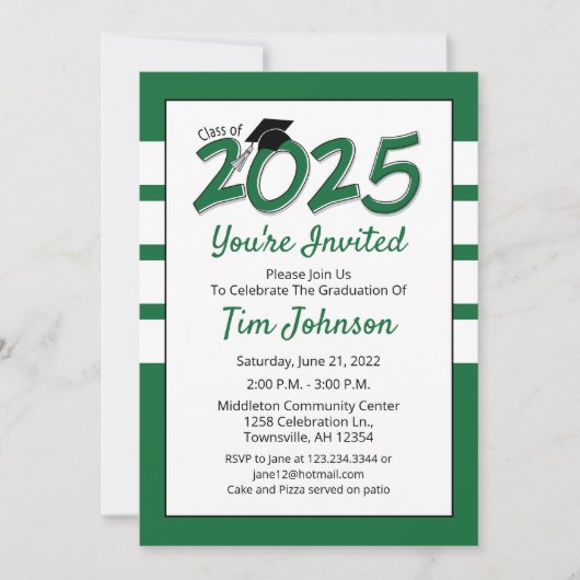 Graduation Party Invitation année 2023 vert (Devant)