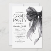 Graduation Party Invitation Black Bow Graduation A (Devant)