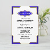 Graduation Party Invitation blue Retro Inspired  (Debout devant)