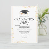 Graduation Party Invitation Elegant Gold Editable  (Debout devant)