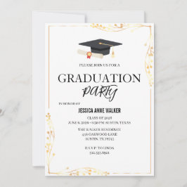Graduation Party Invitation Elegant Gold Editable  Kaart