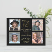 Graduation Party Invitation Gold & Black Kaart (Staand voorkant)