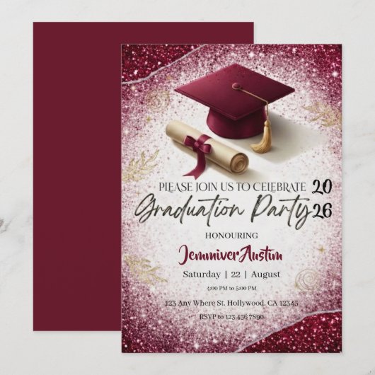 Graduation Party Invitation Kaart (Voorkant / Achterkant)