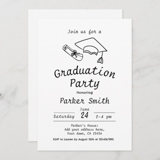 Graduation Party Invitation moderne (Devant / Derrière)