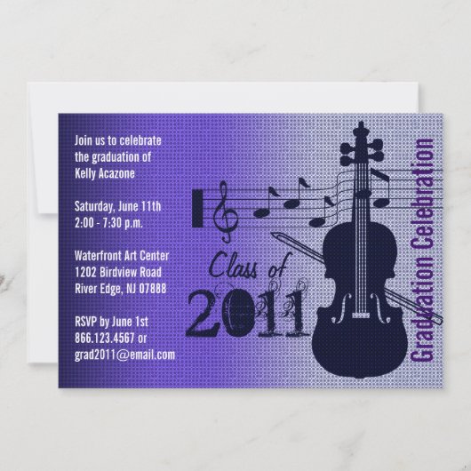 Graduation Party Invitation Music Violin Kaart (Voorkant)
