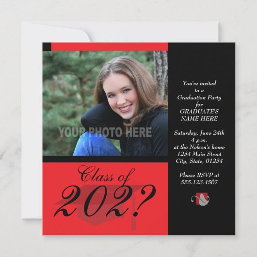 Graduation Party Invitation-Red Kaart (Voorkant)