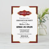 Graduation Party Invitation Red Retro Inspired (Debout devant)