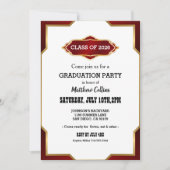 Graduation Party Invitation Red Retro Inspired  Kaart (Voorkant)