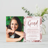 Graduation Party Invitation, Roos Gold Kaart (Staand voorkant)