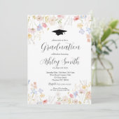 Graduation Party Invitation, Wildflower Afstuderen Kaart (Staand voorkant)