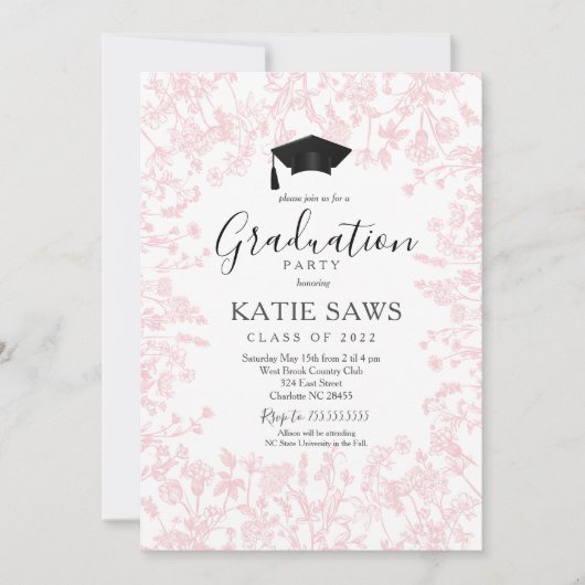 Graduation Party Invitation, Wildflower Afstuderen Kaart (Voorkant)