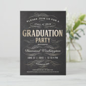 Graduation Party Invitations Défilement Gold Foil (Debout devant)