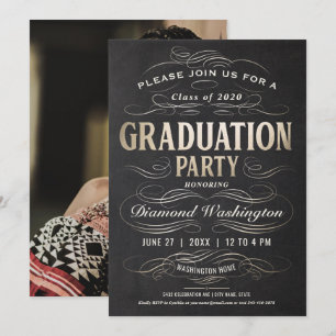 Graduation Party Invitations Défilement Gold Foil
