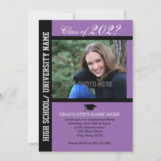 Graduation Party Invite-Paars-2 Kaart
