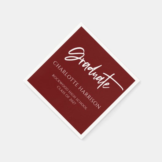 Graduation Party Maroon and White Script Napkins Servet (Hoek)