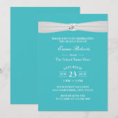 Graduation Party Modern Bright Diamond Turquoise Kaart (Voorkant / Achterkant)