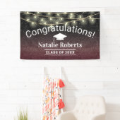 Graduation Party Modern Burgundy Red Glitter Spandoek (Insitu)