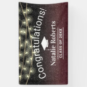 Graduation Party Modern Burgundy Red Glitter Spandoek (Verticaal)