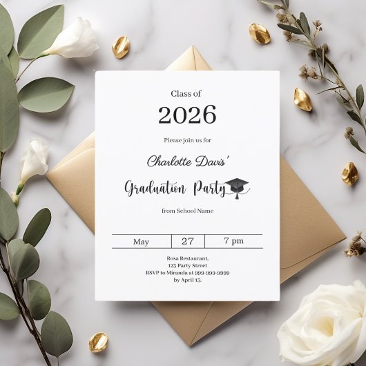 Graduation party modern class of 2026 invitation