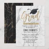 Graduation Party Modern Gold Script White Marble Kaart (Voorkant / Achterkant)