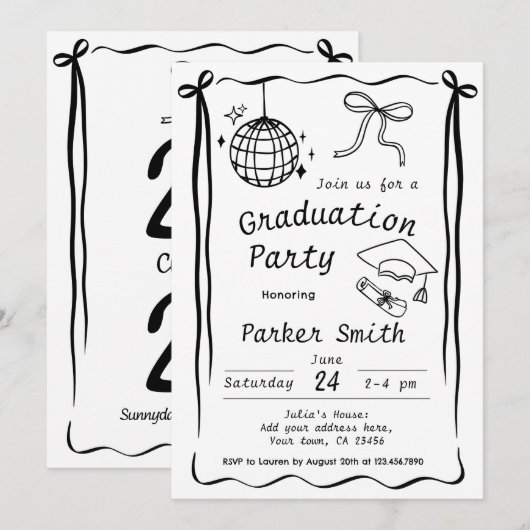 Graduation Party Modern Kaart (Voorkant / Achterkant)