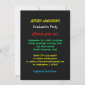 Graduation Party, Name, Faux Black Burlap Kaart (Achterkant)