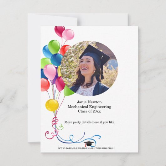 GRADUATION Party nodigt u uit met kleurrijke ballo (Achterkant)