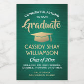 Graduation Party pensed Green Gold and White Mini Wijn Etiket (Enkel label)