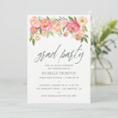 Graduation Party Peony fleurs invitation (Debout devant)