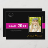 Graduation Party Photo rose Invitation (Devant / Derrière)