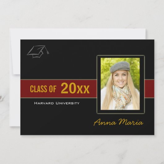 Graduation Party Photo rouge Invitation (Devant)