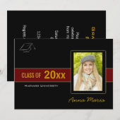 Graduation Party Photo rouge Invitation (Devant / Derrière)